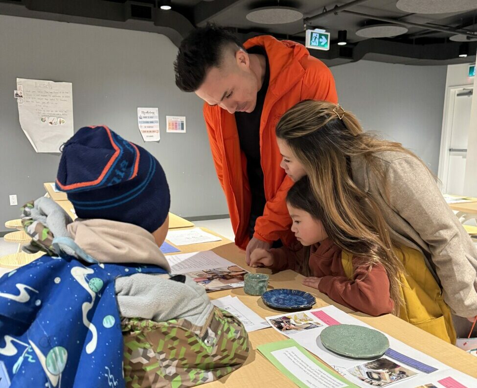 Parent with child in classroom