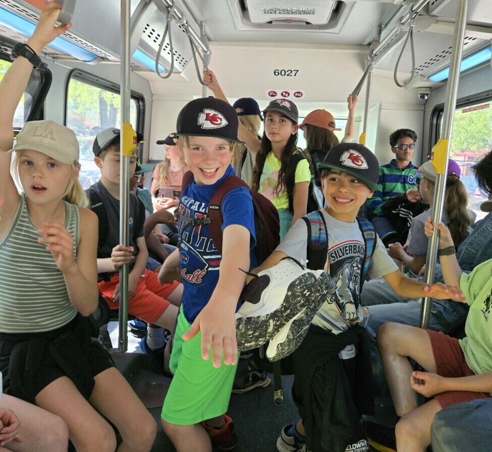 students happy on bus