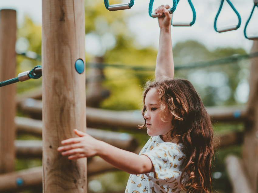 Child on play structure