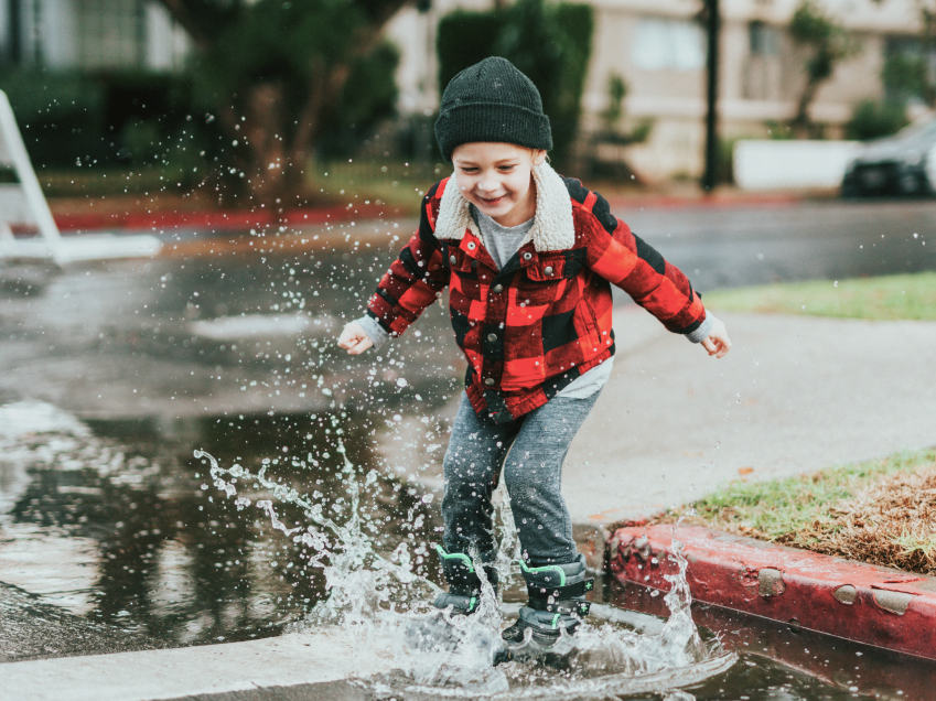 Child splashing in water