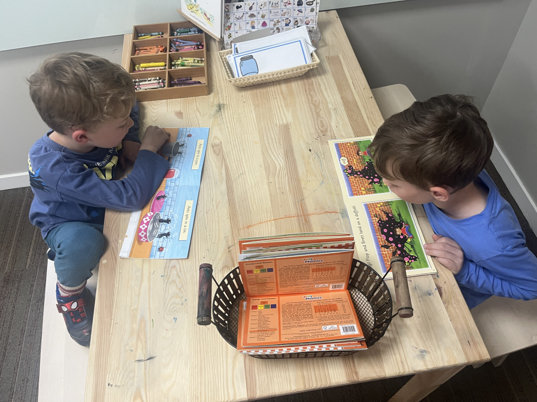 two student study on table